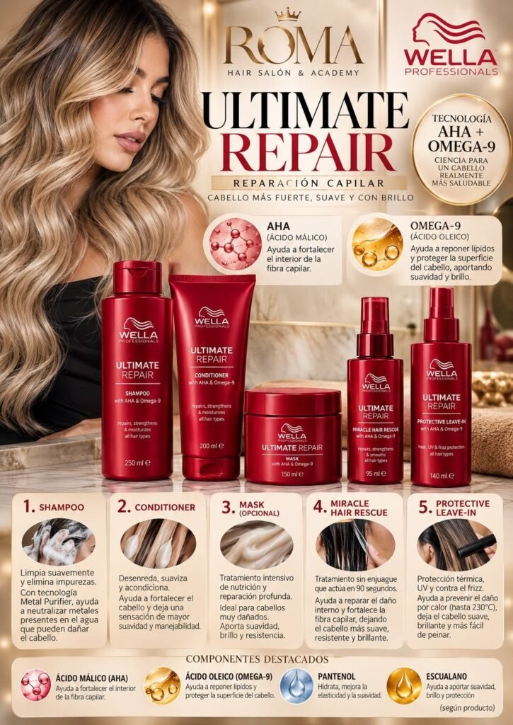 Ficha de Wella Ultimate Repair para el cuidado del cabello con color