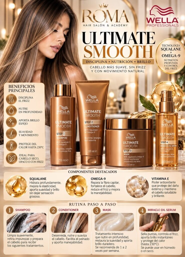Ficha del tratamiento Wella Ultimate Smooth para controlar el frizz